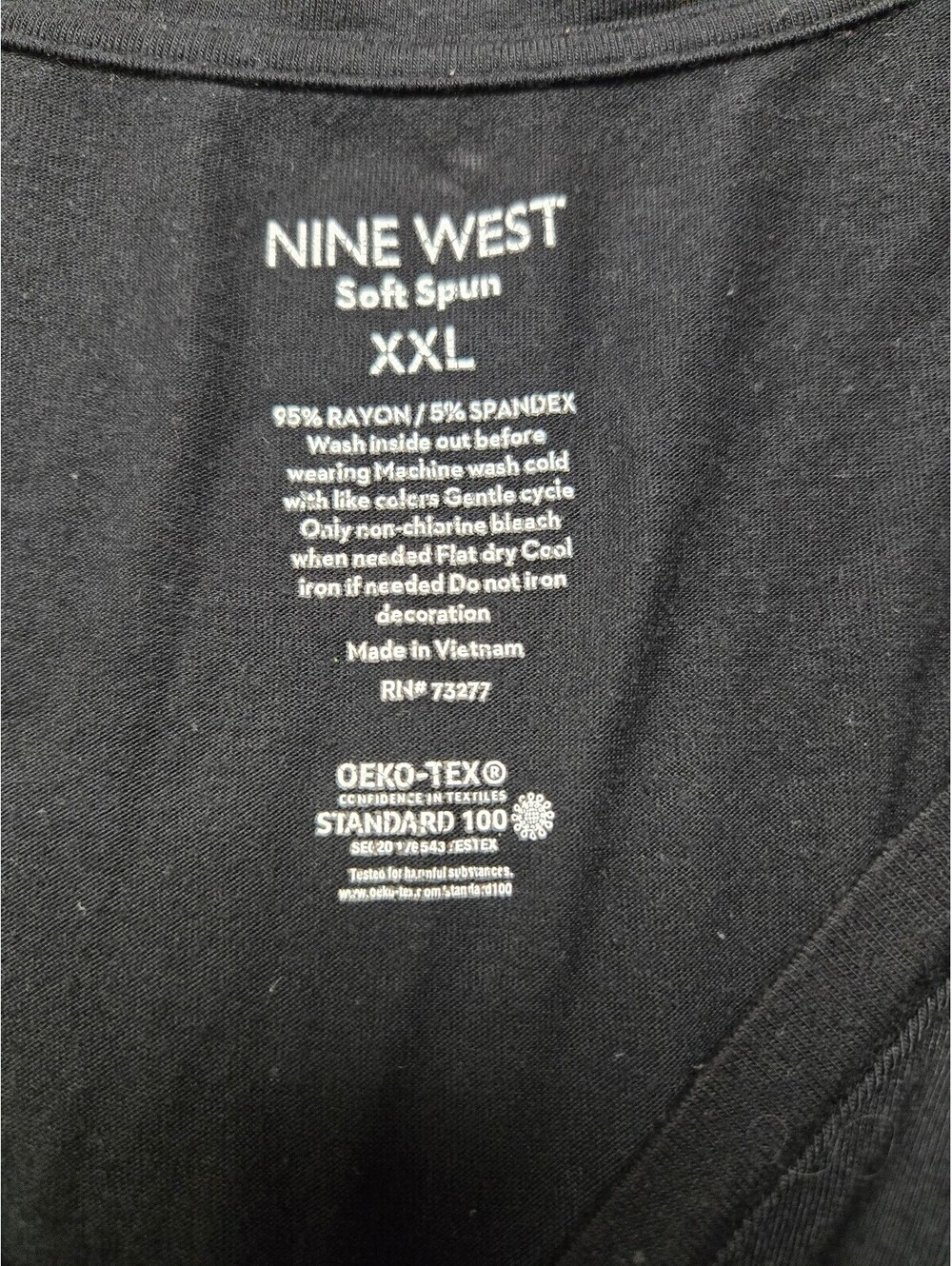 Nine West Soft Spun Black V-Neck T-Shirt XXL - Picture 6 of 6